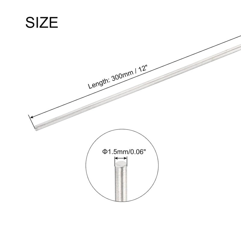 uxcell 1.5mm x 300mm Stainless Steel Round Rod, Metal Solid Shaft Rods Lathe Bar Stock for DIY Crafts Model Car Helicopter Airplane 10pcs - Image 2